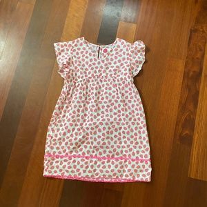 Mini Boden Fun Printed Kaftan Dress Size 11-12 girls White and Pink Strawberries